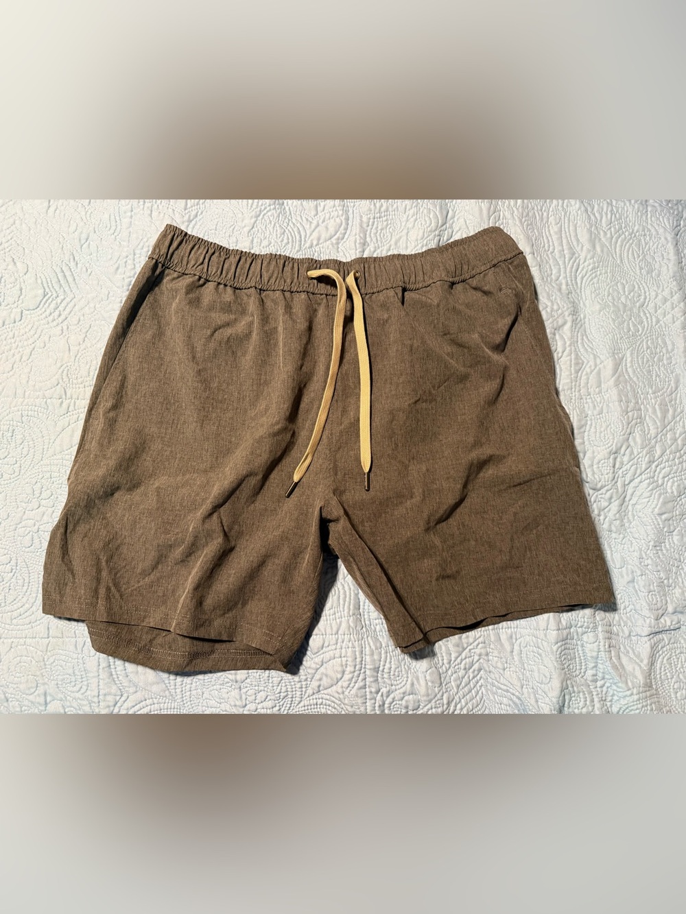 Men's Brown Drawstring Hybrid Shorts with Contrast Cord